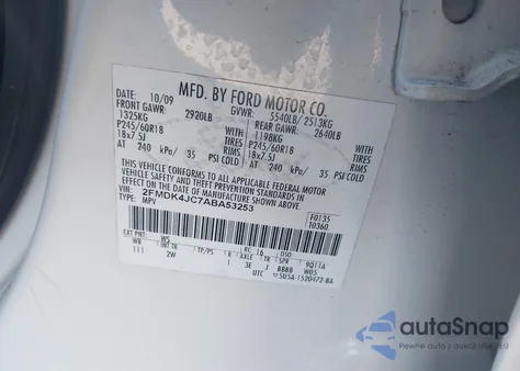 2010 Ford Edge Sel from USA, damaged, VIN 2FMDK4JC7ABA53253